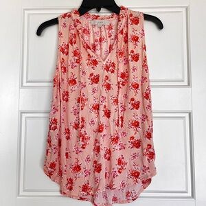 LOFT Pink Floral Work Blouse Tank - Size M 💐
